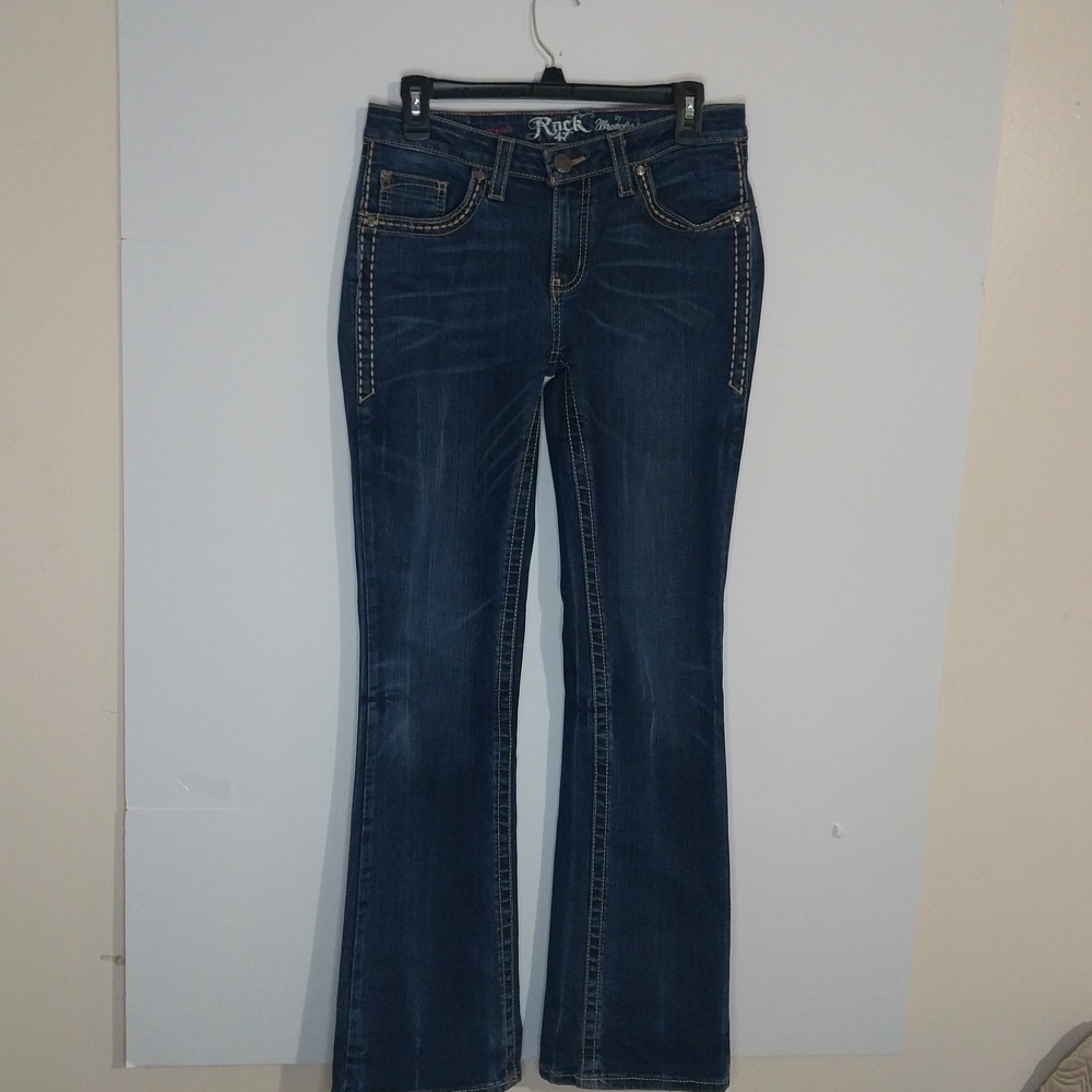 Rock 47 By Wrangler Women"s 28X 32 Dark Blue  Western Boot Cut